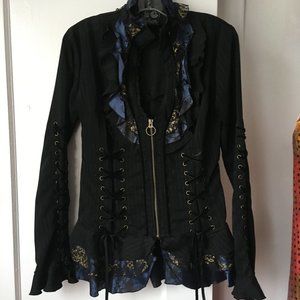 Edwardian Steampunk Lace Corset Ruffled Shirt